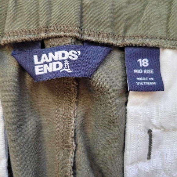 Land's End Pants Women's Plus Size 18 Green Pull On Tapered Leg Cotton Canvas - Picture 5 of 9